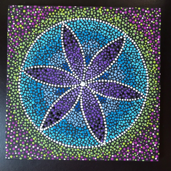 Original Art 6 x 6 Dotism Abstract Mandala -Signed - Picture 2 of 7